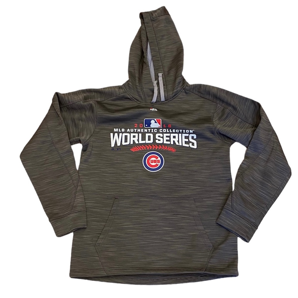 MLB Chicago Cubs 2016 World Series Hoodie Sweatshirt Gray Mens S Majestic